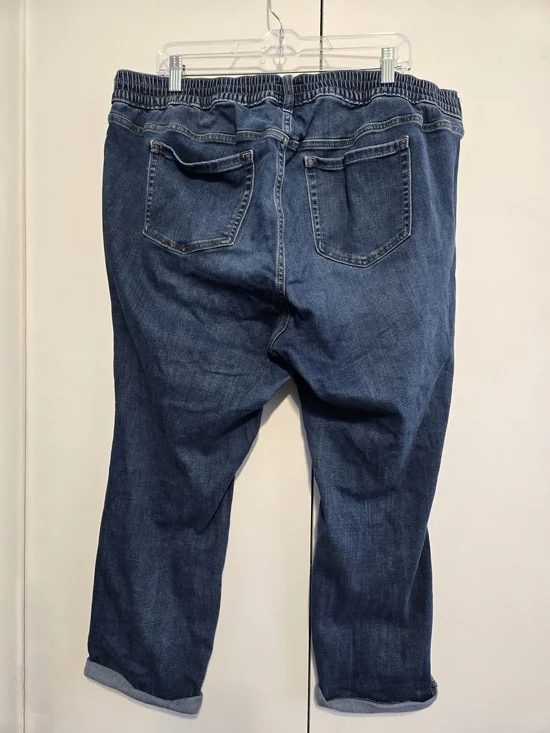 Torrid Size 2XS Distressed Drawstring Denim Jeans Stretch Pull-On Boyfriend Crop - Picture 4 of 5